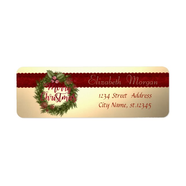 Etiqueta Elegantes Navidades Elegantes Holliday Wreath (Frente)