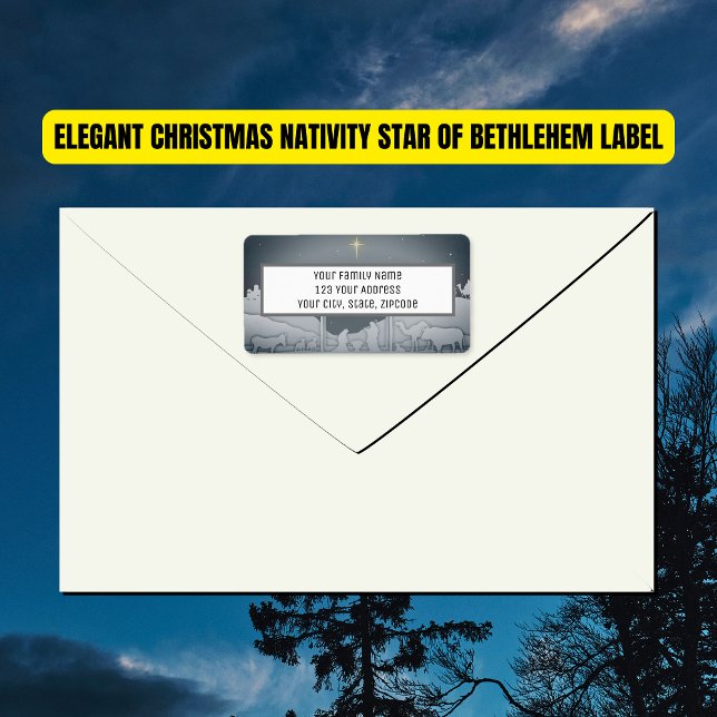 Etiqueta Elegantes Navidades Estrella De Natividad De Belén (Elegant Christmas Nativity Star Of Bethlehem Return Address Labels)