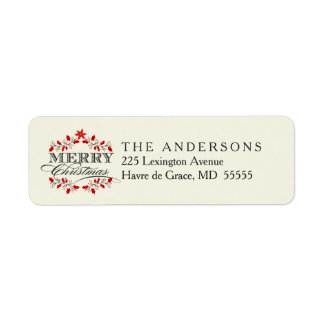 Etiqueta Elegantes Navidades Holly Wreath Return Address
