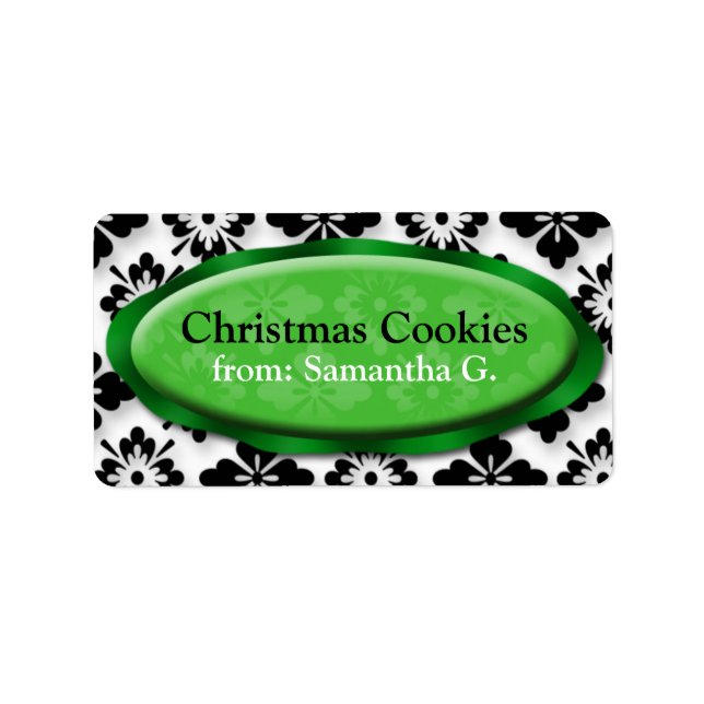 Etiqueta Elegantes Navidades verdes de Damask Cookies Etiqu (Frente)