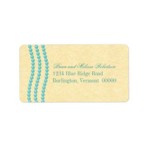 Etiqueta Elegantes Perlas Dirección Labels, Aqua