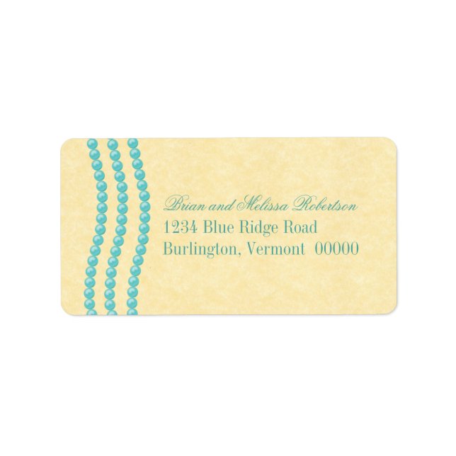 Etiqueta Elegantes Perlas Dirección Labels, Aqua (Frente)