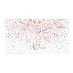 Etiqueta Elegantes puntos de oro Rosa Mandala