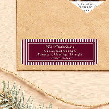 Elegantes rayas de Burdeos Navidad Dirección de re