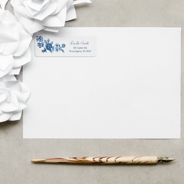 Etiqueta Elegantes Rosas azules grabados de época (Subido por el creador)