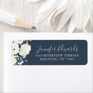 Etiqueta Elegantes Rosas Florales Blancas y Boda de Hidrang