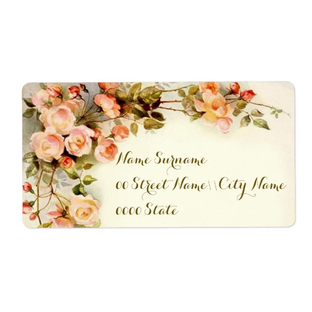 Etiqueta Elegantes rosas regalo, vino ... (Frente)