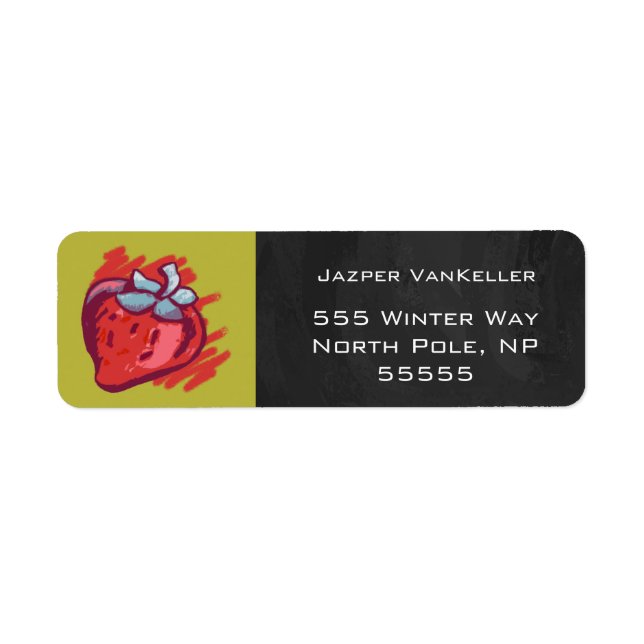 Etiqueta Elementos de manualidades de fresas sobre oro (Frente)