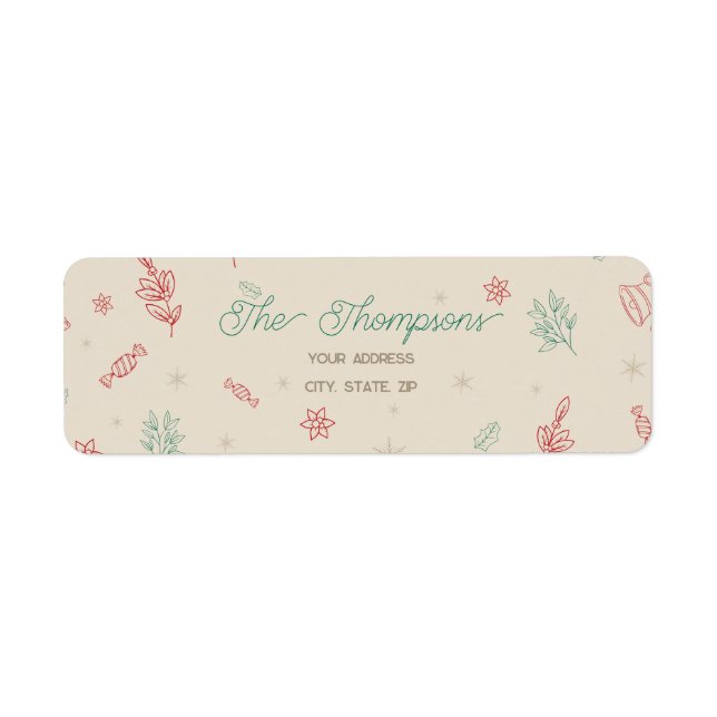 Etiqueta Elementos de Navidades mínimos personalizados (Frente)