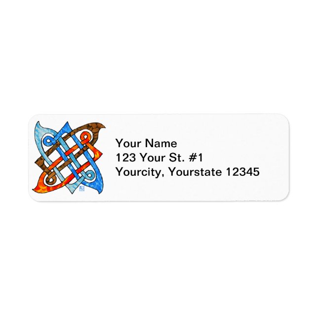 Etiqueta Elementos Pagan Celtic Knot Earth Fire Water (Frente)