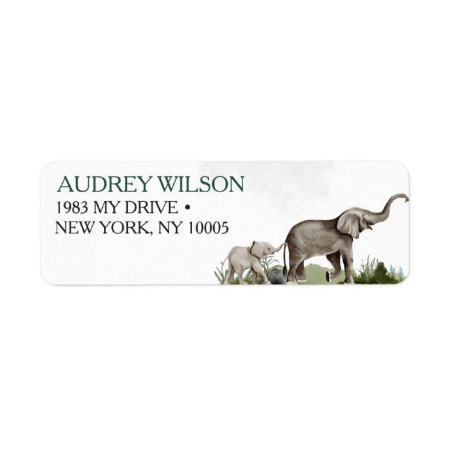 Etiqueta Elephant Boy Baby Shower (Frente)