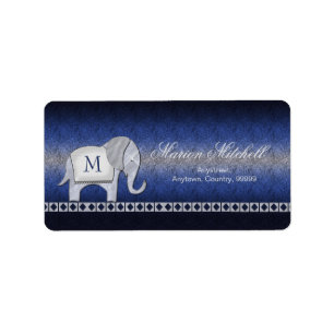 Etiqueta Elephant Walk Monograma Plata/Azul ID390