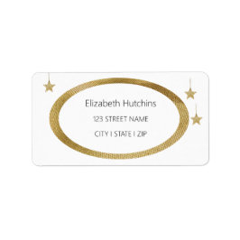 Etiqueta Elipse De Rústico Dorado Y Estrellas