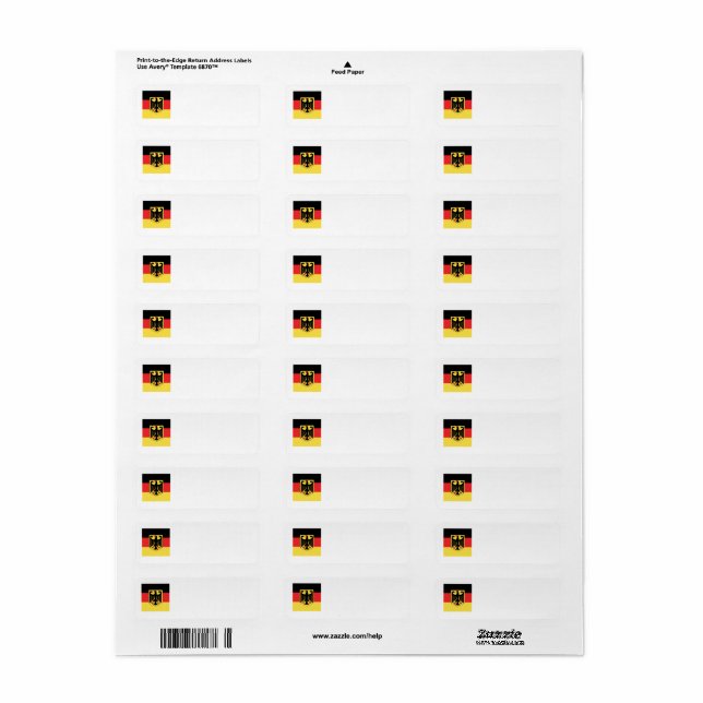 Etiqueta Emblema de bandera de Alemania (Hoja Entera)