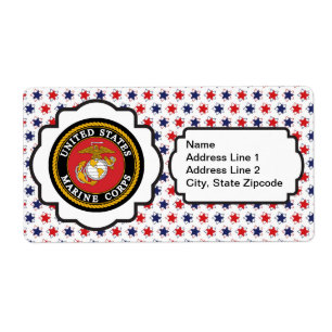 Etiqueta Emblema del USMC con las estrellas rojas, blancas
