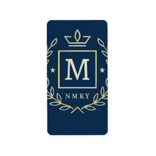 Etiqueta "Emblema Real NMKY – Diseño de Cresta con Monogram