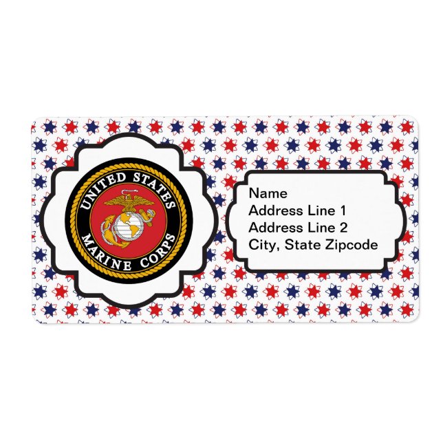 Etiqueta Emblema USMC con estrellas rojas, blancas y azules (Frente)