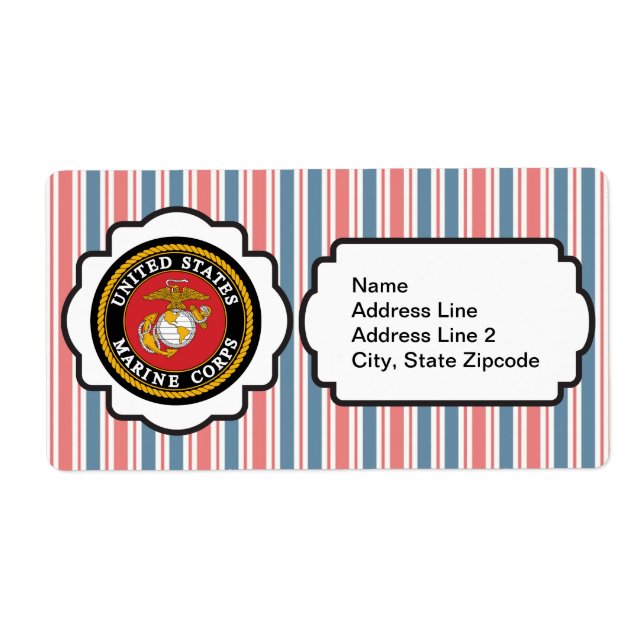 Etiqueta Emblema USMC con franjas roja, blanca y azul (Frente)