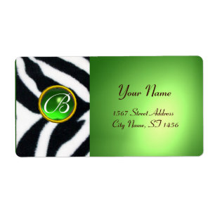 ETIQUETA EMERALD GREEN BLANCO NEGRO ZEBRA FUR MONOGRAM
