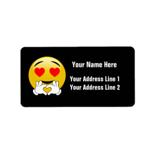 Etiqueta Emoji con los ojos y las manos del corazón