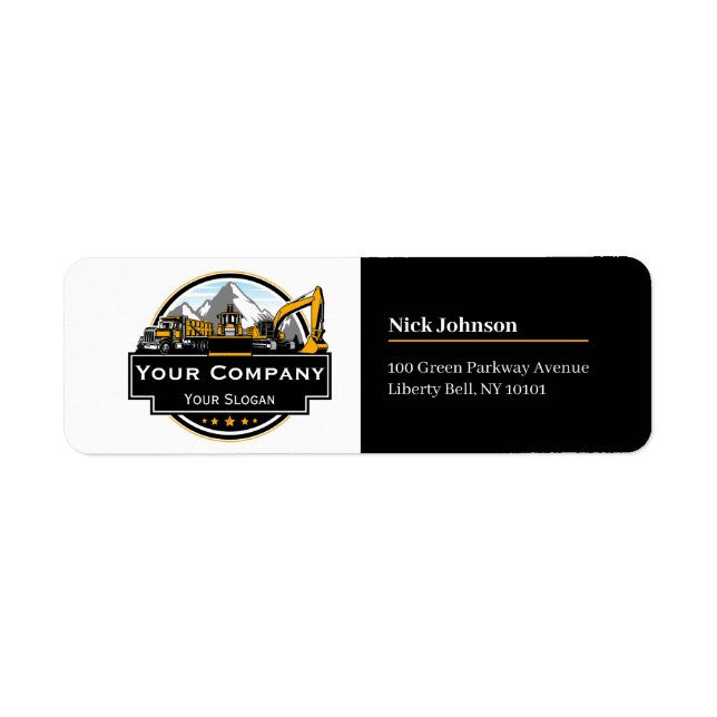 Etiqueta Empresa de construcción de equipo pesado profesion (Frente)