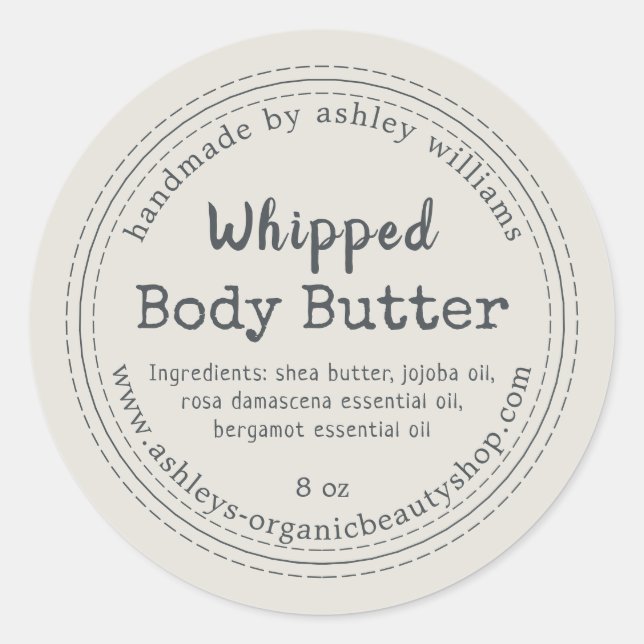 Etiqueta Empresarial Orgánica Gris para Mantequill (Anverso)