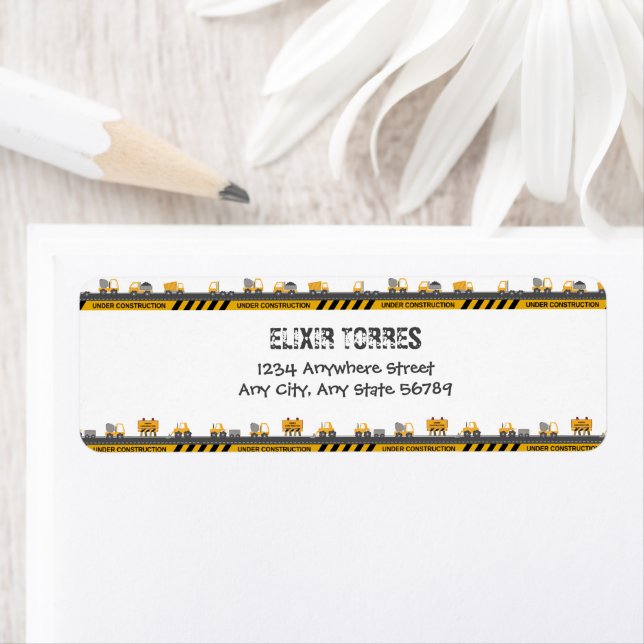 Etiqueta En construcción, Baby Shower bulldozer (In situ)