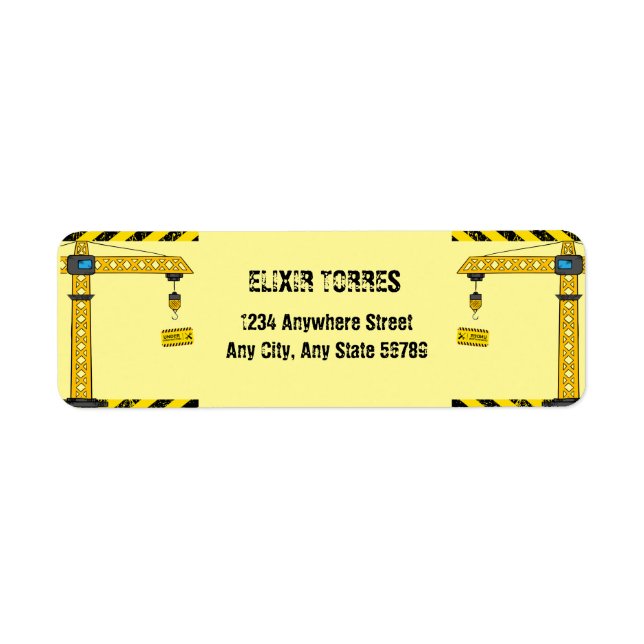 Etiqueta En construcción Tower Cranes Baby Shower (Frente)