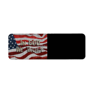 Etiqueta En Dios confiamos en la bandera norteamericana de
