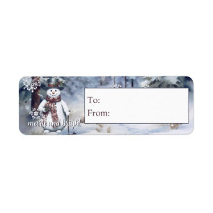 Etiqueta Encantador regalo de la Selva de Invierno de Snowm