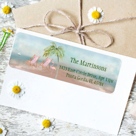 Etiqueta Encantadora Dirección de Retorno de Acuarela Beach