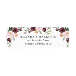 Etiqueta Encanto rústico Borgoña Rubor Boda floral rosa