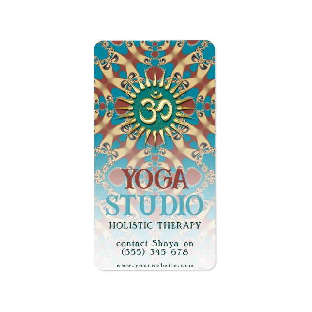Etiqueta Energía holística del yoga Aqua Ochre (Frente)