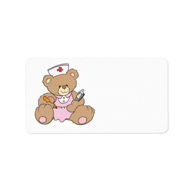 Etiqueta Enfermera Cute RN Bear (Frente)
