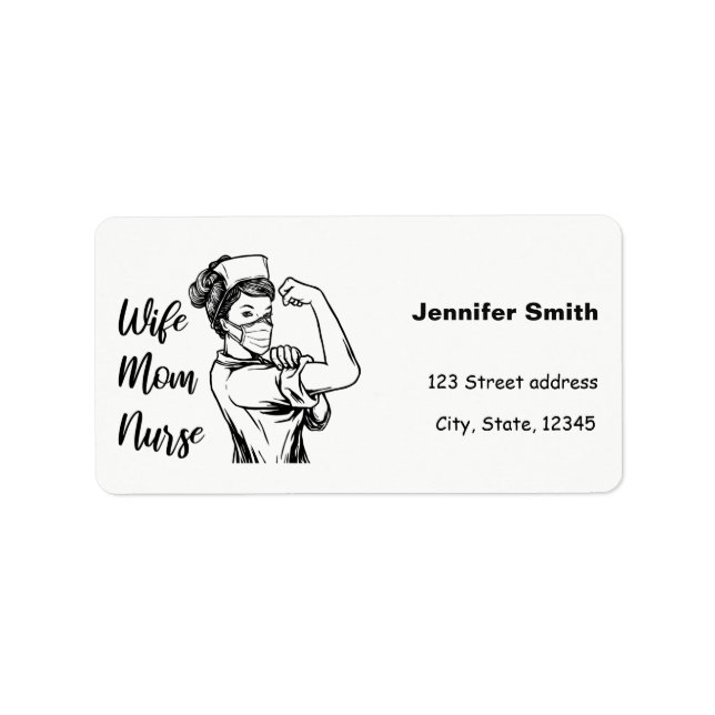 Etiqueta Enfermera de mamá esposa (Frente)