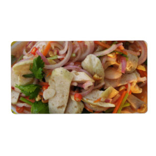 Etiqueta Ensalada de salchichas tailandesas... Comida calle