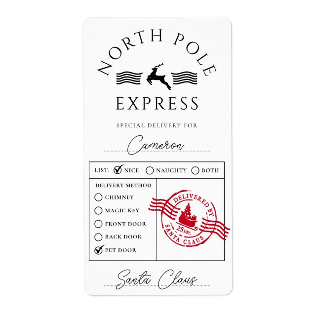 Etiqueta Entrega especial de North Pole Express (Frente)