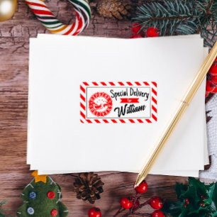 Etiqueta Entrega especial del regalo de Navidad de Santa