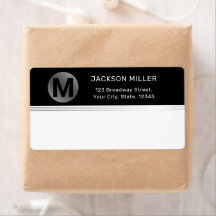 Envío en monograma simple y moderno en negro y pla