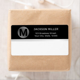 Etiqueta Envío en monograma simple y moderno en negro y pla