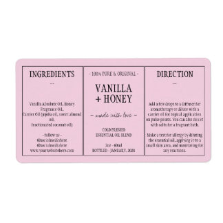 Etiqueta envoltura de botella cosmética rosa de Aceite Esen