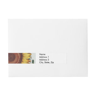 Etiqueta Envolvente De Dirección Arte de Flor de Damasco Vintage Girasol