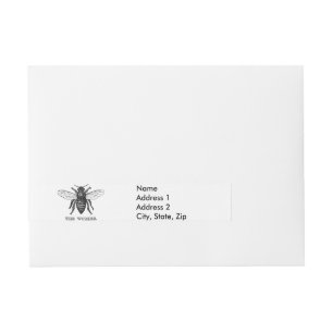 Etiqueta Envolvente De Dirección Arte de ilustración de abeja obrera vintage