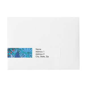 Etiqueta Envolvente De Dirección Azul Floral Antiguo Boho Moderno