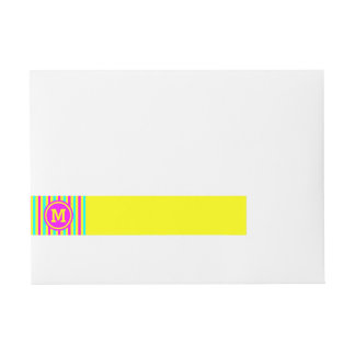 Etiqueta Envolvente De Dirección Banda multicolor Monograma amarillo