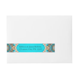 Etiqueta Envolvente De Dirección boda bohemio verde azulado vintage turquesa