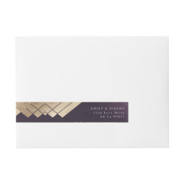 Etiqueta Envolvente De Dirección Boda Gatsby Geométrico Purple Gold