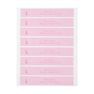 Etiqueta Envolvente De Dirección Bonito Fantasía Rosa Sirenita Personalizado