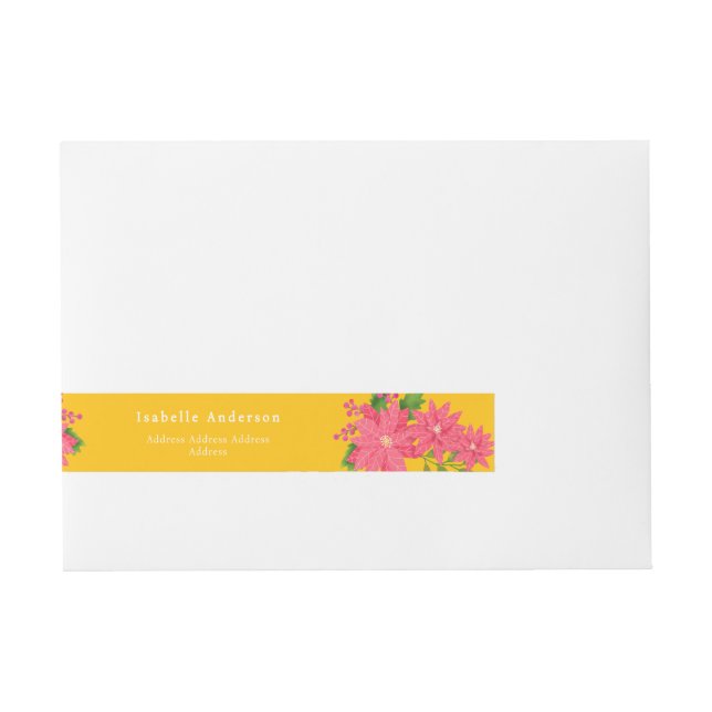 Etiqueta Envolvente De Dirección Christmas Poinsettia Gold (Anverso)