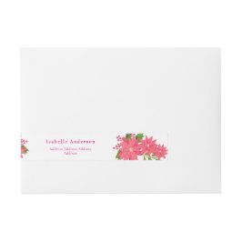 Etiqueta Envolvente De Dirección Christmas Poinsettia White